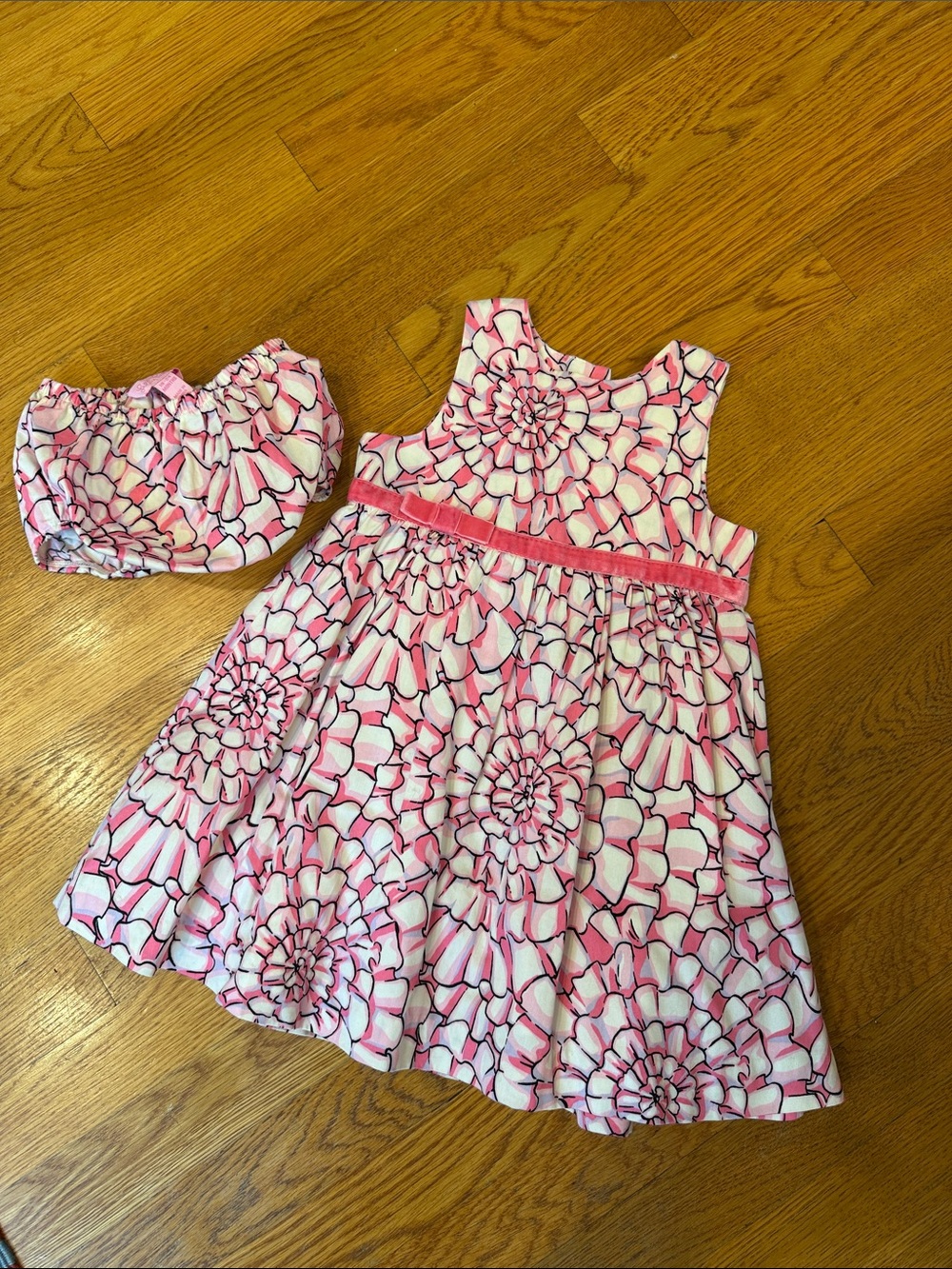 Lilly Pulitzer Pink Floral Sleeveless Dress with Matching Bloomer size 18-24 mo
